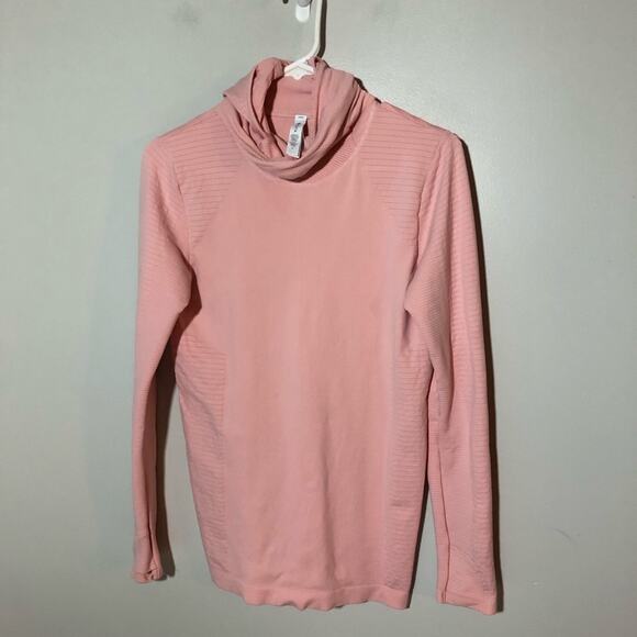 Athleta womens M flurry balaclava rib mix solid pink pullover hoodie cagoule - Picture 3 of 15
